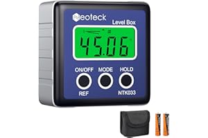 Neoteck Inclinometro Digital 4 * 90°Buscador de Ángulo Digital Carcasa de Aluminio con Luz de Fondo y Indicador de Batería Baja 4 Métodos de Medición Inclinómetro con Base Magnética% mm/m, IN/FT