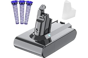 V6 Battery for Dyson, Powtree 6000mAh Replacement for Dyson DC58 DC59 DC61 DC62 DC72 DC74 Animal SV03 SV04 SV05 SV06 SV06 SV09 Vacuum Cleaner (3 Filters +1 Battery Protection Cap)