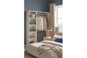 Dmora - Guardaroba grande Makalu, Struttura per cabina armadio, Mobile appendiabiti aperto, 140x40h187 cm, Bianco