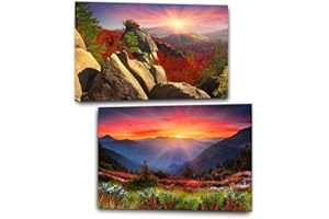AIKEWO 2 Pack Diamond Painting Kits,5D DIY Sunrise Diamond Painting Kits for Adults- Full Round Drill Crystal Rhinestone Arts and Crafts，Mountain Gem Art Paint with Diamonds for Home Wall Decor12X16Inch