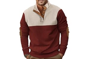 Ryehack Sweat Hommes Pull Top Manches Longues Sweater Velours Côtelé Sweatshirt Léger S-3XL