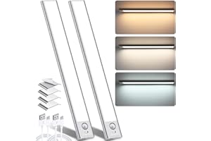 TDTOD Lámpara de armario LED, 2 lámparas LED recargables de cocina, regleta de 20 cm, regulable, lámpara de armario inalámbrico, luz detectora de movimiento interior, 68 ledes, para interior, luz nocturna