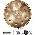 VEVOR Tambour à Main 56 cm 9 Notes Tambour Handpan Tonalité Ré Mineur 432 Hz avec Bordure Tressée Mailloches Étui de Transport Instrument de Percussion Résistant pour Performances Professionnelles
