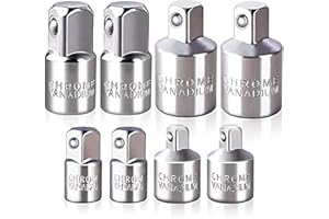 GCQ Impact Socket Adapter and Reducer Set, Use with Impact Wrenches and Drills in Auto and Impact Driver Construction Work, 8 Piece - (3/8in. to 1/4) (1/2in. to 3/8) (3/8in. to 1/2) (1/4in. to 3/8)