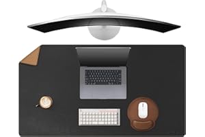 MAIDERN Podkładka na biurko, skóra i korek, dwustronna podkładka na biurko, duża podkładka pod mysz XXL, wodoodporna, filcowa, do biura i domu, czarna