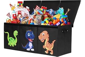 ELUCHANG Aufbewahrungsbox mit Deckel Kinder, 147L Große Faltbare Truhen & Kisten für Kinder, Spielzeugkiste Aufbewahrungsbox für Kinderzimmer,Schlafzimmer, Schwarz