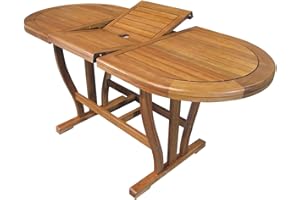 milani home Tavolo Ovale Allungabile in Legno di Acacia 120/160x70 per Esterno Giardino Portico Ristorante Bar Hotel Albergo Agriturismo