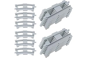 Mirthben 18pcs Bausteine Schienen Set, City Zug Schienen, bestehend aus Cross Track Gerade, Kurven Schienen, Spielzeug Eisenbahnschienen kompatibel mit dem Marktführer ab 2 Jahren