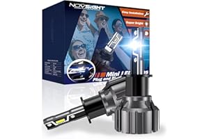 NOVSIGHT Bombilla LED H1 para faros delanteros, luz blanca para automóvil, resistente al agua IP68, 2000 lúmenes, potencia de 20w, 6500k, para automóviles de conducción nocturna (paquete de 2)