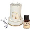 Pure Source India Ceramic Round Electric Aroma Diffuser for Home, with 10ml Lemon Grass Aroma Oil, 1 Piece, Ivory White (Big Size - 8 Inch Big)