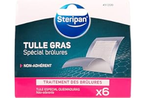 Steripan 6 Tulles Special Brulures 5 x 5 cm N'Adhère Pas à Plaie Sachets Individuels