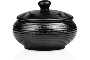 UTRY Keramikaschenbecher Mit Deckel-Winddichter Aschenbecher FüR Drinnen Und DraußEn, Vintageaschenbecher FüR Raucher, Dekorativer Tisch-Aschenbecher FüR BüRo Und Hotel. (Schwarzer Aschenbecher)