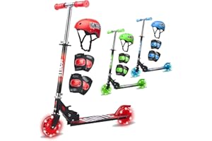 TANGO INNOVATIONS 2 Wheel Scooter For Kids Ages 8-12 & 4-7 | Light Up Wheels | Helmet & Pads Included | Folding, Lightweight & Adjustable Handlebars | Girls & Boys