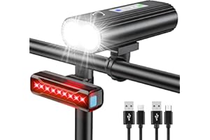 Sogdeco Bike Lights Front and Back Rechargeable, 50H 4000mAh Super Bright Long Battery LED Bicycle Lights 2000 Lumen, IPX5 Waterproof for Night Riding Mountain, Road Cycling