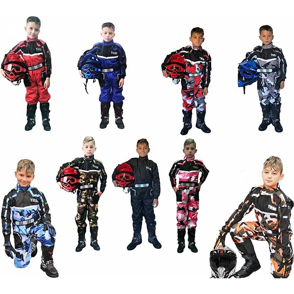 WULF SPORT JUNIOR KIDS CAMO KART SUIT Motocross Quad Sport Racing Overall Jump Suit - Blue - Junior (S) 5-6 Yrs