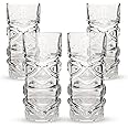 CKB LTD Pack of 4 Tiki Bar Cocktail Glasses - Tall Tumblers Ideal for Hawaiian Party Rum Based Mixed Cocktail Drink MAI Tai Long Island Iced Tea or Zombie Cocktails – Clear 450ml Set of 4