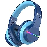 Bluetooth Kids Headphones over ear ,iClever BTH12,Colorful LED Lights, Kids Wireless Headphones Over Ear with 74/85/94dB Volu