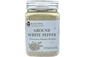 BAILINHOU Chinesischer gemahlener weißer Pfeffer, 228 g, feinkörniges weißes Pfefferpulver, chinesisches weißes Pfefferkörner, gemahlene weiße Pfefferkörner, importiert aus China