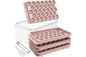 CHILLSILA Stampo Ghiaccio, 3 Pezzi Vassoio del Ghiaccio con Coperchio, 99pcs Stampi Cubetti Ghiaccio Rotondi, con Contenitore per Ghiaccio, Pinze e Paletta
