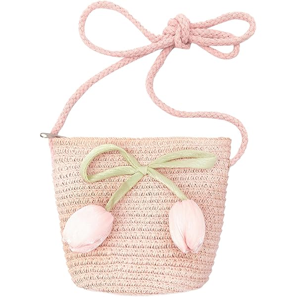 Blumen Stroh Tasche Für Mädchen - Niedliche Umhängetasche Für Sommer & Strand