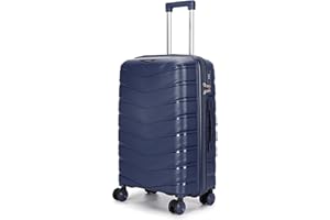 FLYMAX 24" Medium Suitcase 4 Wheel Lightweight Luggage Hard Shell PP Travel Case Hold Check in Fits 15kg - 20kg Medium Size + 3 Digit Lock + Telescopic Handle 67 Litre Capacity