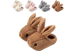 Hitopteu Chaussons Enfant Garçon Fille Chausson Lapin Peluche Souple Hiver Pantoufle d'intérieur Chaude et Antidérapante pour bébé