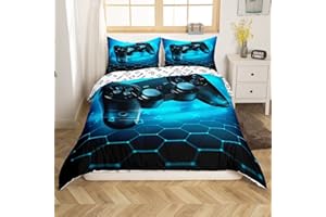 HOMEWISH Spieler Bettbezug Set für Jungen Videospiel Bettwäsche 135 x 200 Spieler Spielen Bettbezug für Kinder Teen Mädchen Spielzimmer Dekoration ein Gamepad Bettbezug und zwei Kissenbezüge in einer Tasche