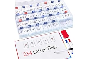 VoSinrly 234pcs Foam Alphabet Tiles Magnetic Letters with Double-Side Magnet Board and Compartment Storage Case-Classroom Magnetic Letter Tiles for Phonics and Spelling