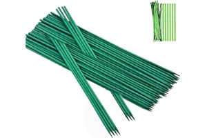 Artong 52Pcs 38Cm Green Plant Support Sticks with 100Pcs Metallic Twist Ties, Green Plant Bamboo Stakes for Flower Sticks, Indoor Plant Stakes, Pea Sticks Supports (38CM x 5MM / 52pcs)