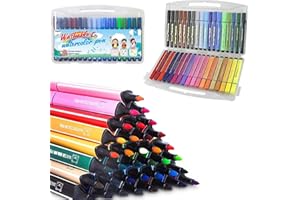 Marte Vanci Washable Colouring Pens for kids Non-Toxic Safe Drawing Pens Fiber Tip Colour Pen With Suitcase Box for Kids Colouring Books/Manga/Sketching 36 Assorted Colours Age 3+