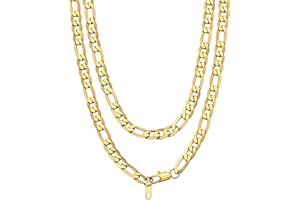 Bandmax Chaîne Collier Figaro pour Homme Femme, Maille Alternée 4mm/6mm/9mm en Acier Inoxydable/Plaqué Or, Longeur de 36cm/46cm/50cm/56cm/61cm/66cm/71cm/76cm