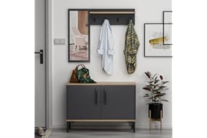 HOMIDEA ATLANTIS - Guardaroba Completo con specchio - Guardaroba Compatto - Camerina Scarpiera in Legno (Antracite/Rovere)