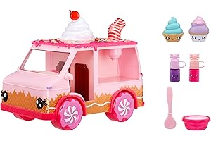 MGA ENTERTAINMENT Yummiland Lipgloss Truck - Błyszczyk do Ust dla DzieciZawiera 2 Pojemniki Num Nom, 2 Zestawy do Robienia Błyszczyków o Smaku Czekolady i Tortu Urodzinowego, Odpowiedni dla Dzieci w Wieku od 4 Lat