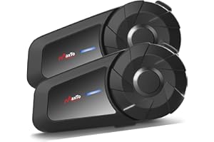 MAXTO Cuffie Bluetooth per moto, interfono a rete, 1000 m 8 piloti, sistema di comunicazione per moto,CVC+DSP cancellazione del rumore, condivisione musica,IP67 impermeabile(2 Pezzi)
