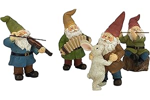 GlitZGlam ¡Gran Fiesta de Gnomos! – Set de 4 Piezas Jardín Musical de Gnomos para Jardines en Miniatura
