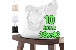 ELES VIDA Bolsa de algodón para pintar 38x42-10 piezas en colores - sin imprimir certificado OEKO-TEX® - bolsa de tela, bolsa de transporte, bolsa de compras de 140g / m de grosor