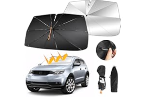 Oziral Samochodowa osłona przeciwsłoneczna na przednią szybę, obracana o 360°, składana, z składaną sprężyną, nadaje się do ochrony przed słońcem, ochrona przed promieniowaniem UV, 150 x 82 cm