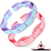 Pack of 2 Yoga Stretching Bands, Highly Elastic Strap, Gymnastics Band, Stretching Band with 8 Loops, Fitness Stretch Strap,