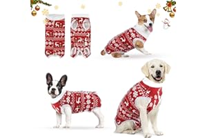 Hipet Erholungsanzug für Hunde Katzen nach der Operation, männlich/weiblich, verhindert Lecken, Bauchwunden, Spay oder Hautkrankheiten, E-Halsband-Alternative für Haustiere (M, Weihnachten)