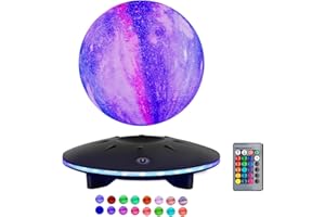 UVEHAS Schwebende Mondlampe - Schwebende und drehende 3D-Galaxie Mond Licht Magnetische Levitation Mond Nacht Lichter hat 16 Farben LED-Beleuchtung Modi für Home Decor, kreative Geschenke für Kinder