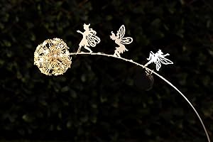 Garden Mile Dandelion and Fairy Solar Stake Light for Garden Decoration Stainless Steel Fairy Garden Ornament Sculpture Waterproof Outdoor Decorative Lights for Patio, Garden, Pathway
