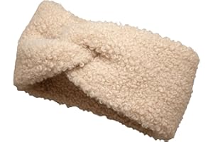 ‎STYLEBREAKER styleBREAKER Damen Stirnband Teddyfell Optik mit Twist Knoten Detail | Weiches elastisches Winter Haarband | Warmes Kopfband Ohrenwärmer 56-59 cm, Farbe:Beige
