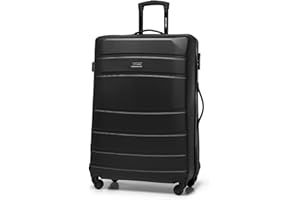 WITTCHEN Großer Koffer Trolley Koffer Reisekoffer aus ABS Hartschalen Trolley 4 Rollen Kombinationsschloss Schwarz 56-3A-653-10