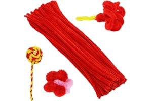 KUPPT 100 pulitori per pipe, colore rosso, filo di ciniglia, per decorazioni artigianali