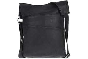 Christian Wippermann Damen Tasche Schultertasche Umhängetasche Crossover Bag Leder Optik Handtasche Schwarz