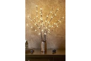 EAMBRITE 3PK 76cm Home Decorative Twig Lights Garden Stake Branch Lights with 60 Warm White LEDs Mains Powered Lighted Branches for Floor Vases Spring Xmas Decor Outdoor and Indoor