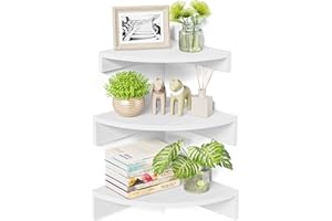 Alsonerbay Corner Shelf Floating Shelves White, Rustic Corner Wall Shelf Set of 3 Small Corner Shelf Unit Wooden Floating Corner Shelves for Bedroom Living Room Office Bathroom