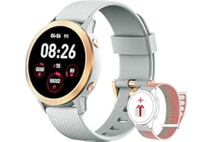 IOWODO R8 Montre Connectée Femme, IP68 avec Fonction Féminine, Moniteur Cardiofréquence, Oxymètre, Podomètre,Traqueur Fitness, 25 Modes Sport, Météo,vGPS Partagé, Smartwatch pour Android/iOS (Gris)