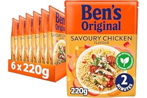 Ben's Original Microwave Rice Pouch, Savoury Chicken Flavour, Wholesome Easy to Prepare Rice, Suitable for Vegetarians, 6 x 220g Multipack