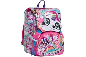 SJ GANG STYLE JAM GANG Zaino Scuola Estensibile, Rosa Fucsia, Cuccioli da SJ, Zaino Doppio Scomparto con Pattine Sfogliabili, Scuola Elementare, Bambina